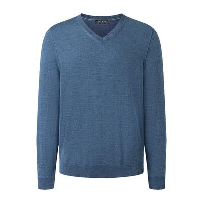 Strickpullover MAERZ MUENCHEN "Maerz Muenchen 420400 Strickpullover Herren Bekleidung", Herren, Gr. 54, blau, 100% Wolle, V-Ausschnitt, Pullover Strickpullover