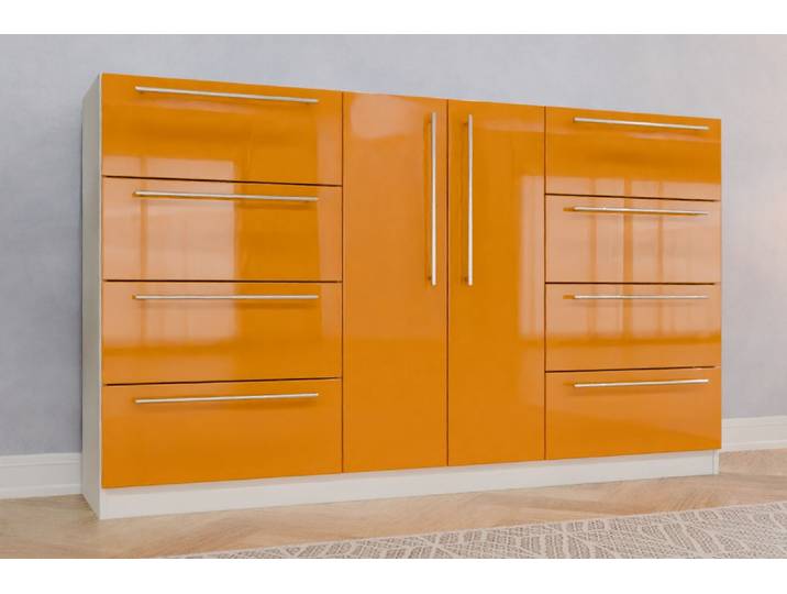 Büro Highboard nach Maß - RAL 1007 Narzissengelb - 115x195x42cm - Individuell konfigurieren