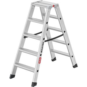 Hailo-Master Stehleiter D100, 10000112, beidseitig begehbar, aus eloxiertem Aluminium, bis 150kg, mit 2 x 5 Stufen