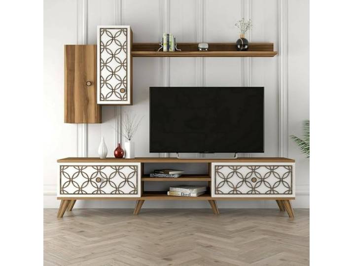 Dmora TV-Schrank Tariq 180x35x44 cm Braun 2 Regale 2 Fächer