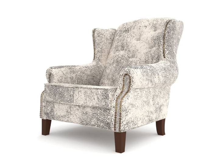 Fauteuil Chesterfield style vintage à oreilles en microfibre, blanc