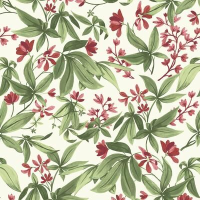 Galerie Wallcoverings Inia Collection All-Over Floral Leaf Matte Finish Vinyl on Non-woven Wallpaper Roll