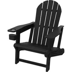 ADIRONDACK LOUNGESTUHL mit Getränkehalter Schwarz aus Kunststoff