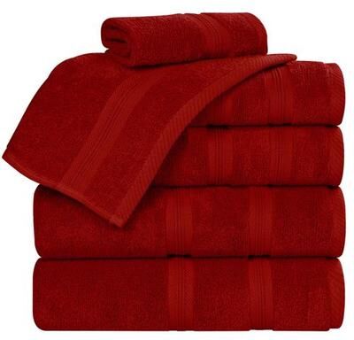 Home City, Inc.-Bath Smart Dry Zero Twist Bath Towel Set Six Piece Set, Six Piece Set, Crimson