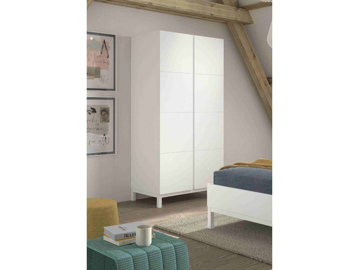 VIPACK - Armoire EVA\, 2 portes (fermeture douce)\, avec compartiments intérieurs\, laquée en blanc