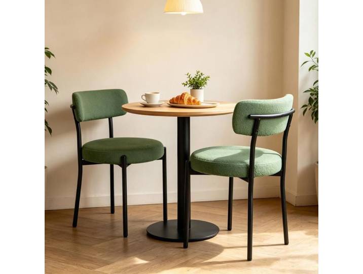 PIPIPOXER Lot de 2 chaise de salle à manger Vert Chaise Cadre Métal pour Espace Intérieur Cuisine Rembourrée en Velours Teddy