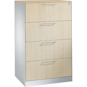 CP-Möbel Hängeregisterschrank Asisto C3000, 2-bahnig, 4 Schübe, Metall/Holz, lichtgrau / ahorn