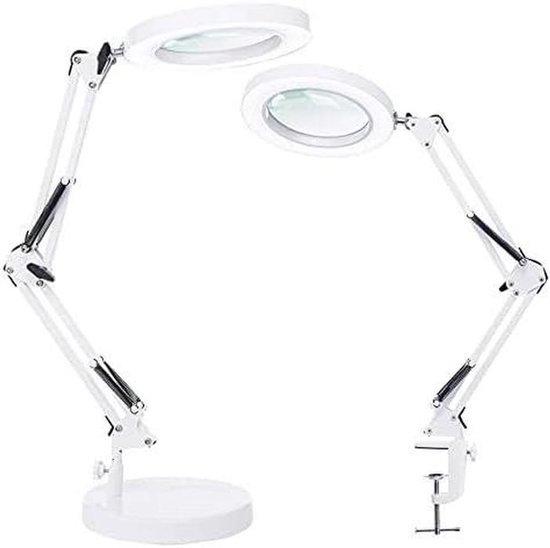 Lupe mit Licht - Verstellbares Lupenglas - Detailarbeit - Unendlich dimmbar - 5,5 Zoll Linse - Weiß