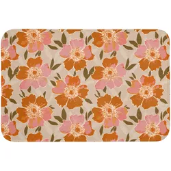 BADEMATTE Blumen - Motiv - Retro Badvorleger 90x60 cm