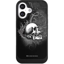Nivocase Hülle für Apple iPhone 16 Handyhülle NIVOcore Case Schwarz Gothic Schädel Totenköpfe (Apple iPhone 16), Smartphone Hülle, Schwarz