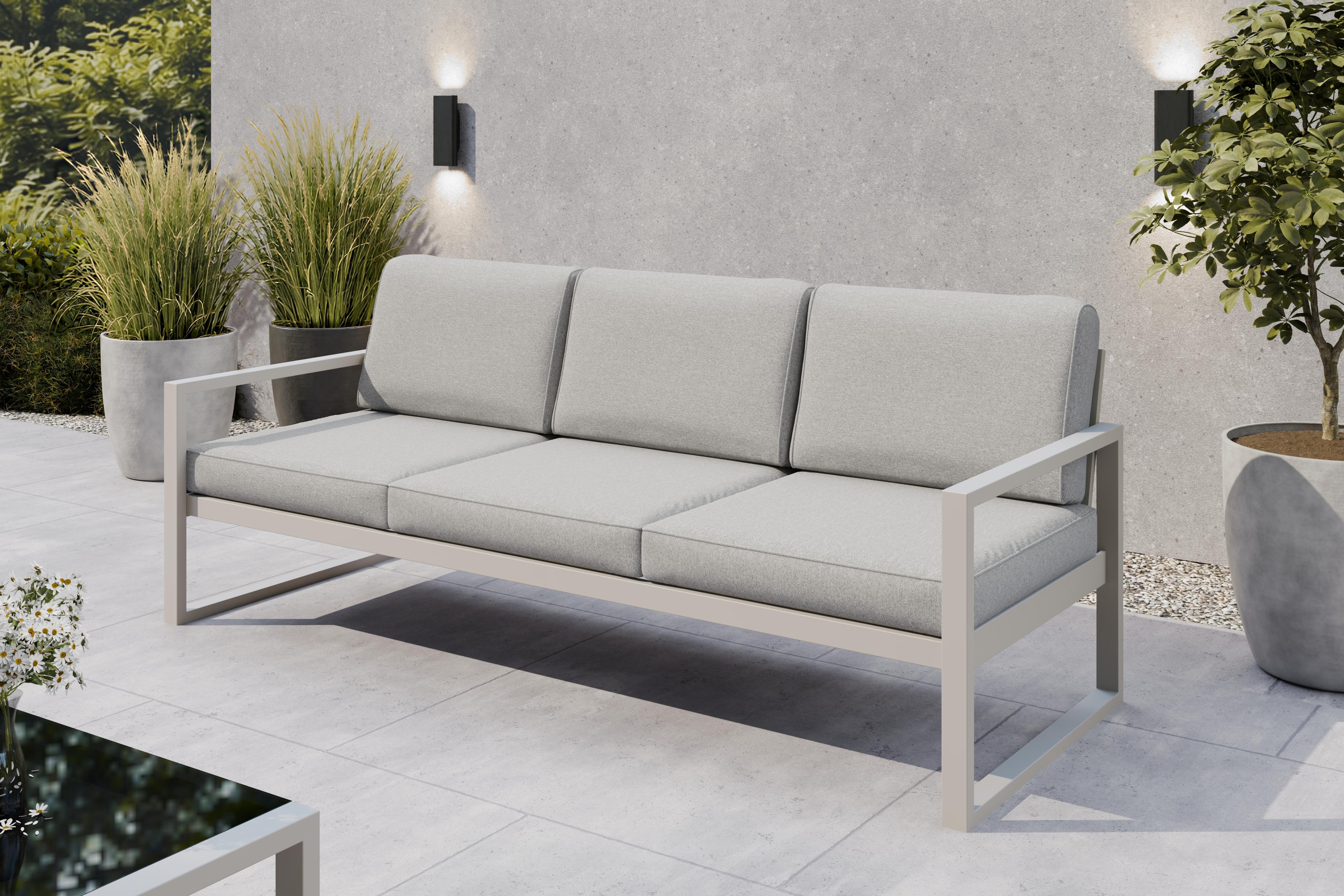 SOLAR 3-Sitzer Garten-Loungesofa - Metallgestell pulverbeschichtet - Komfortsofa mit dicken Polstern C/PB07