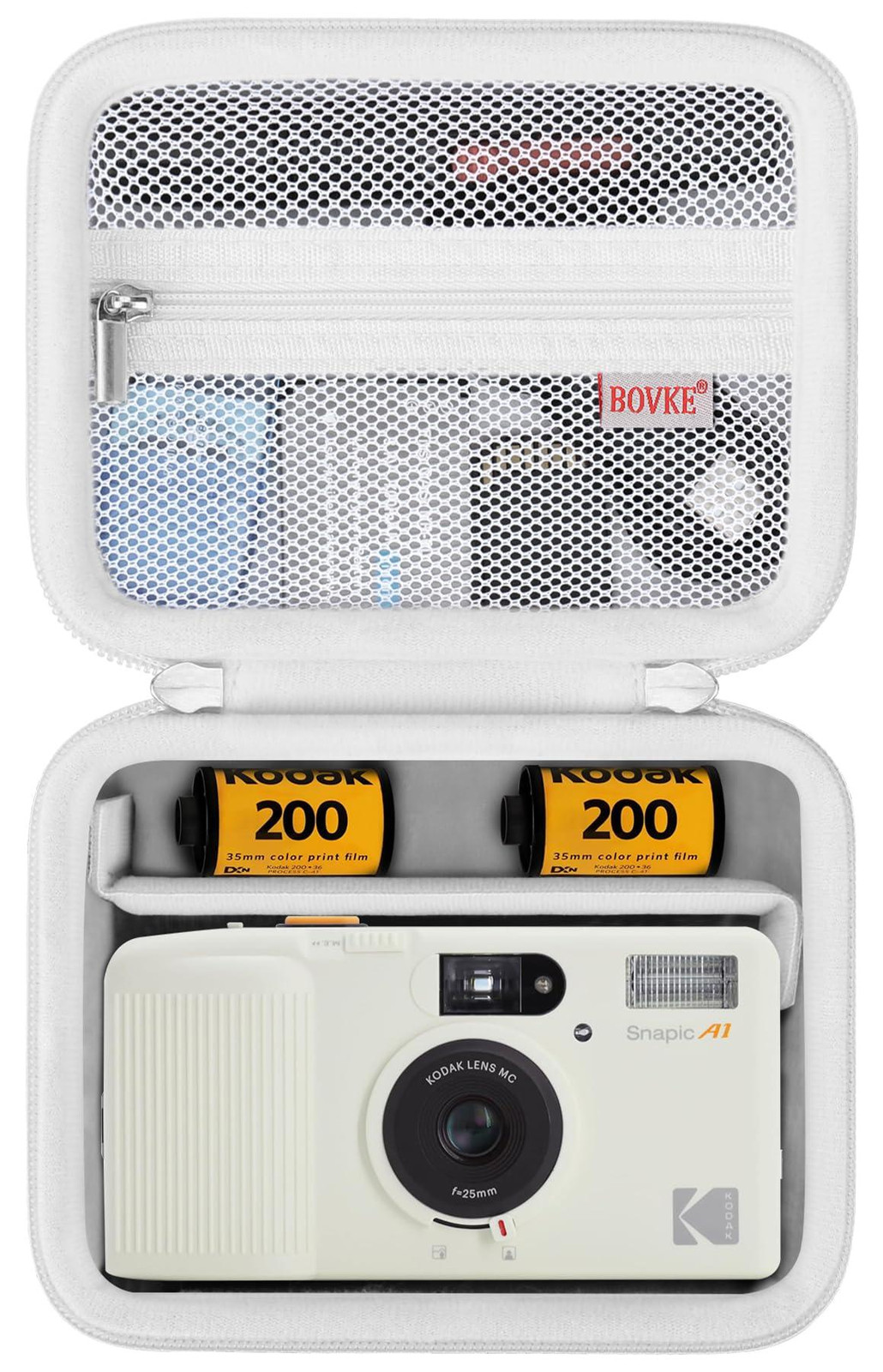 Selius Harde Hoes voor Kodak Snapic 35 mm A1-filmcamera met Extra Mesh Zak, Wit