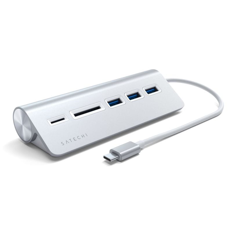 Satechi Type-C Aluminium USB Hub & Card Reader Silber