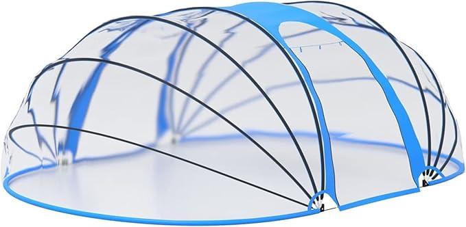 Pooldach Poolkuppel Poolabdeckung Poolüberdachung Gartendach für Aufstellpool Oval 530x410x205 cm