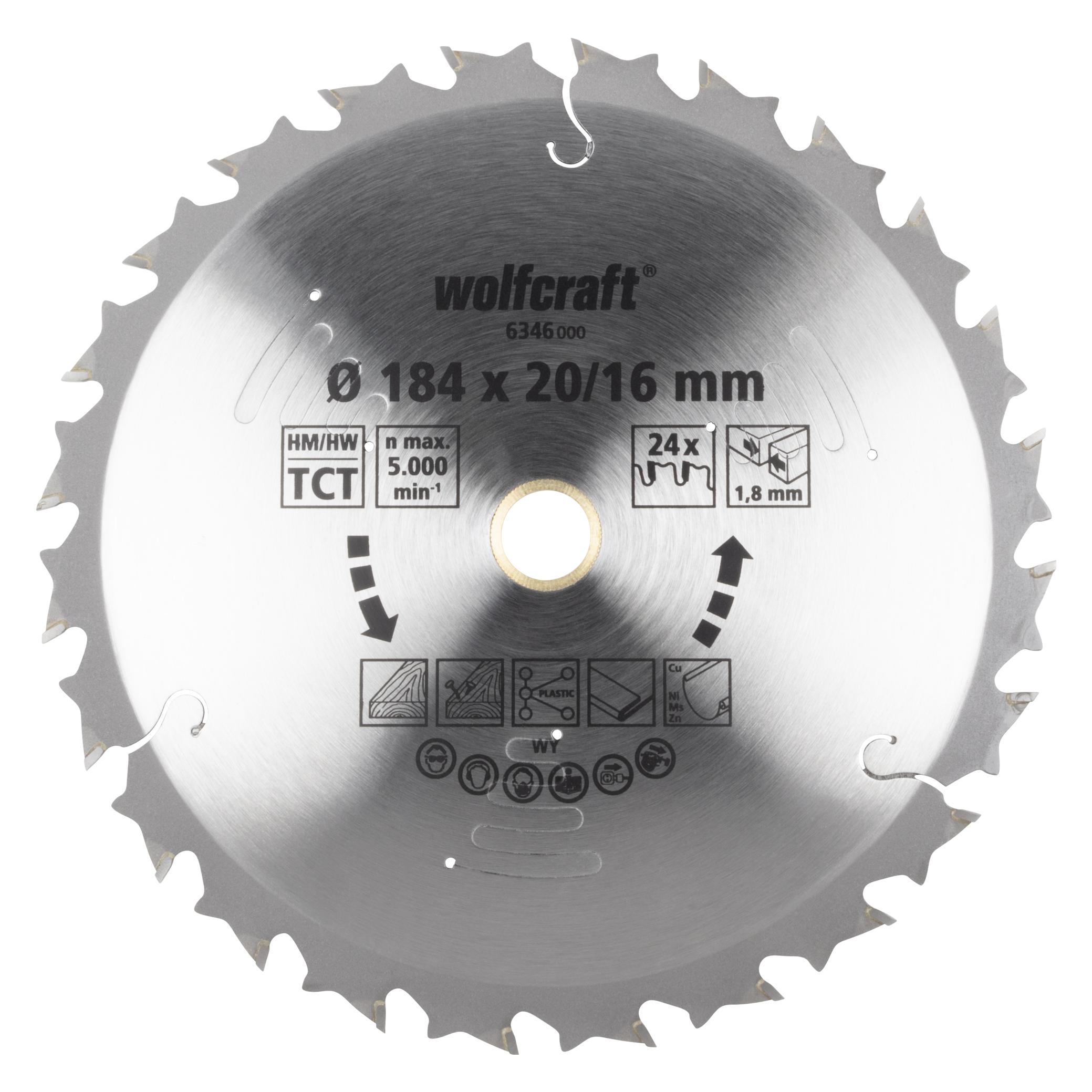 wolfcraft 1 Akku-Kreissägeblatt HM ø184x20/16 mm (6346000)