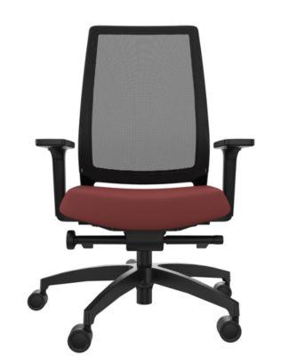 Dauphin Bürostuhl Sequel, mit 2F-Armlehnen, Synchronmechanik, Muldensitz, hohe Netz-Rückenlehne, schwarz/rot