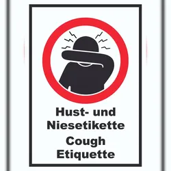 HB-Druck Husten und Niesetikette beachten Cough Etiquette Symbol und Text Schild A1 (594x841mm)