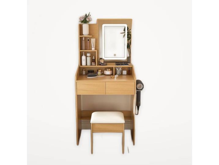 Table à maquillage avec miroir éclairé à LED: Appartements et résidences étudiantes.Dimensions: B60//T36 cm Branchement électrique
