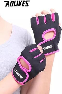 Uplift Picks AOLIKES Breathable Fingerless Weightlifting Gloves For Gym Fitness Powerlifting And Cycling Training rose Red m