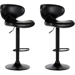 BARHOCKER 2er-Set Kunstleder schwarz höhenverstellbar Conway