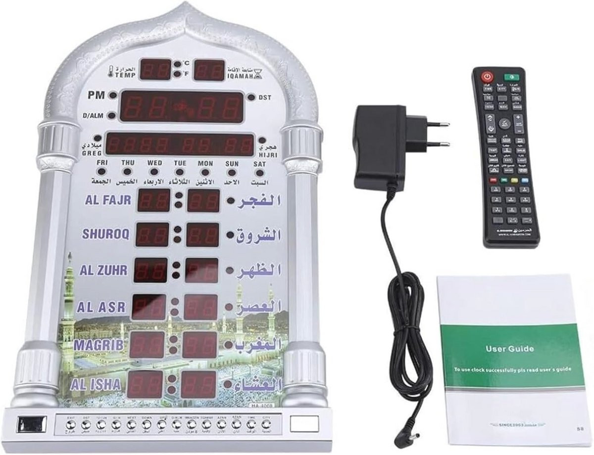 Islamitische digitale wekker met AZAN-functie en temperatuurweergave