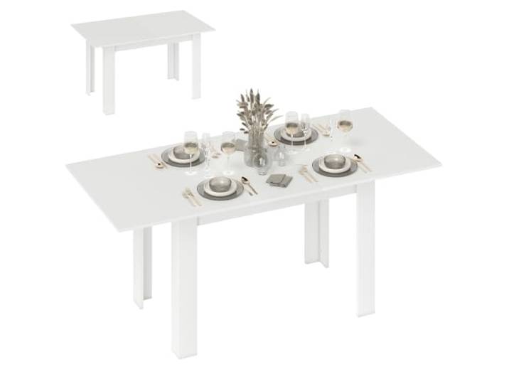 HOMCOM Ausziehbarer Esstisch modern 140-180x80cm Weiß Rechteckiger Küchentisch, sitzt 6-8 Personen, platzsparend