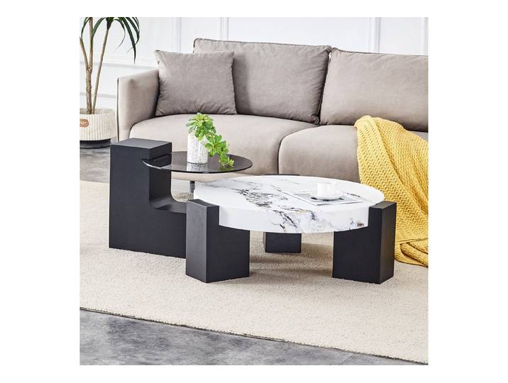 i@home Beistelltisch runder Tisch, Couchtisch (2-St., 1 Set, 2 Tisch), mit Glasplatte,zerlegbares Design für eine flexiblere Raumnutzung