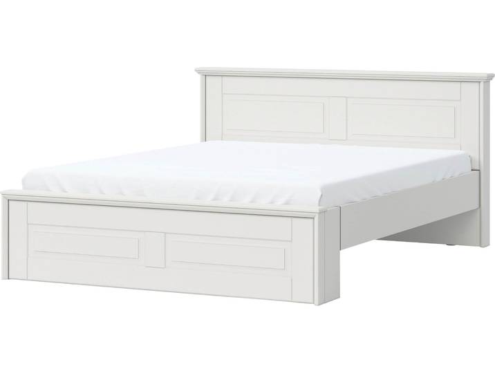 Bettgestell GOODPRODUCT Evergreen, UV lackiertes MDF, FSC-zertifiziert, Made in Europe , weiss (elfenbein weiß, elfenbein weiß, elfenbein weiß), B:177cm H:93cm L:219cm, Betten, Bettgestell, Holzbett im klassischen Landhaus Stil, 160x200cm Liegefläche