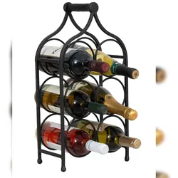 BISCOTTINI INTERNATIONAL ART TRADING Biscottini Weinflaschenhalter 58 x 13 cm – Schmiedeeiserner Tischflaschenhalter – Küchen-Weinregal – Thekendisplay – Weinkeller Schwarz