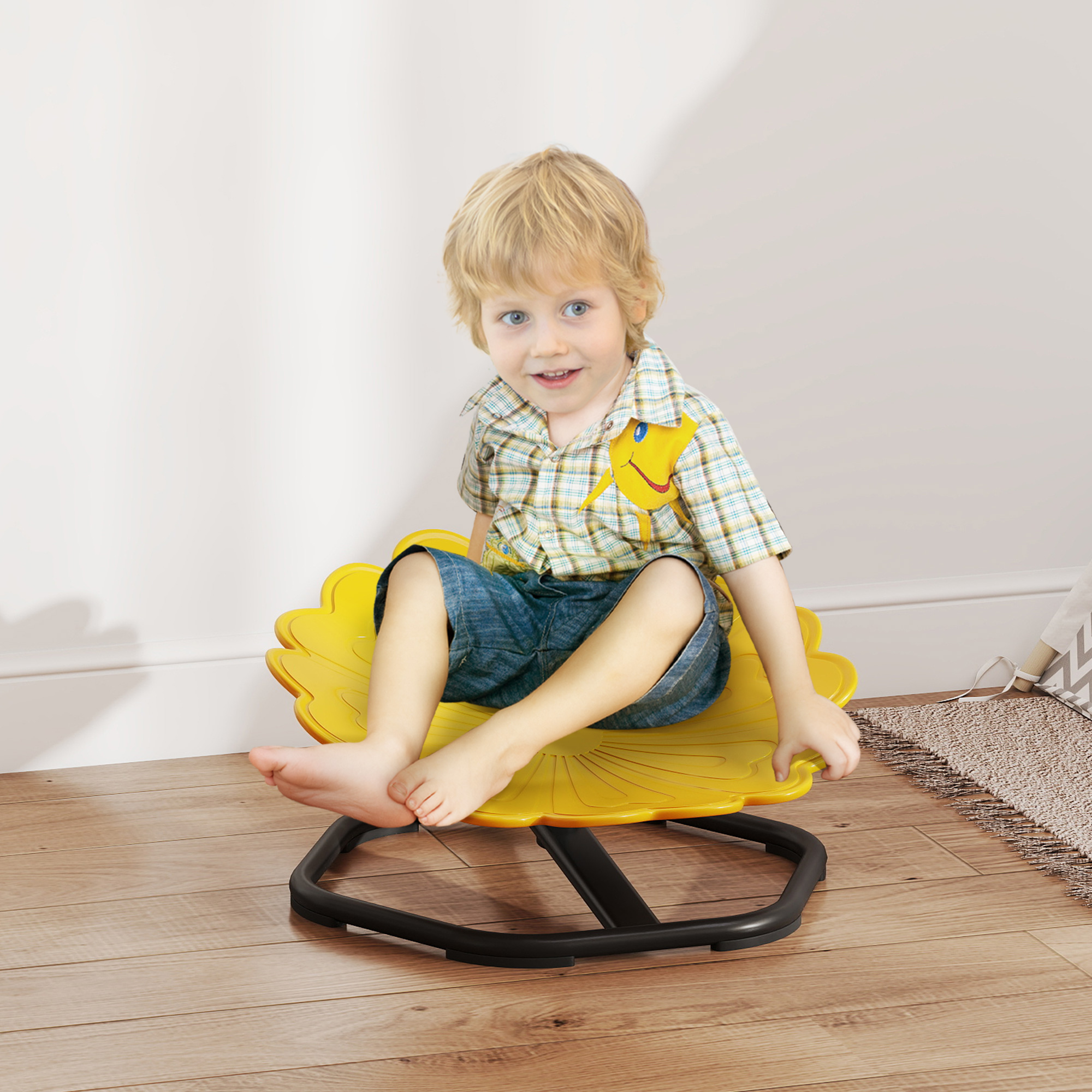 Aiyaplay Sedia girevole sensoriale per bambini, sedile girevole per l'allenamento dell'equilibrio e della coordinazione, giallo   Aosom Italy