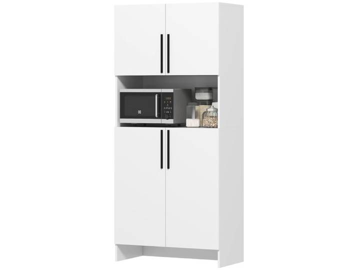 Armoire de cuisine - Blanc - 79x40x175 cm - Espace de rangement spacieux - Fonctionnement silencieux - Robuste et sûr