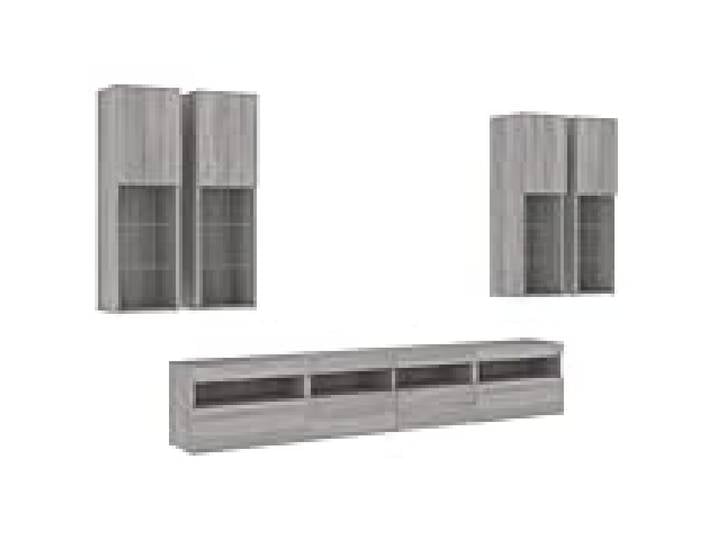 Helloshop26 Ensemble de Meubles Armoire Buffet TV télévision Salon Chambre séjour murau x 7 pièces et lumières LED Sonoma Gris 02_0025367