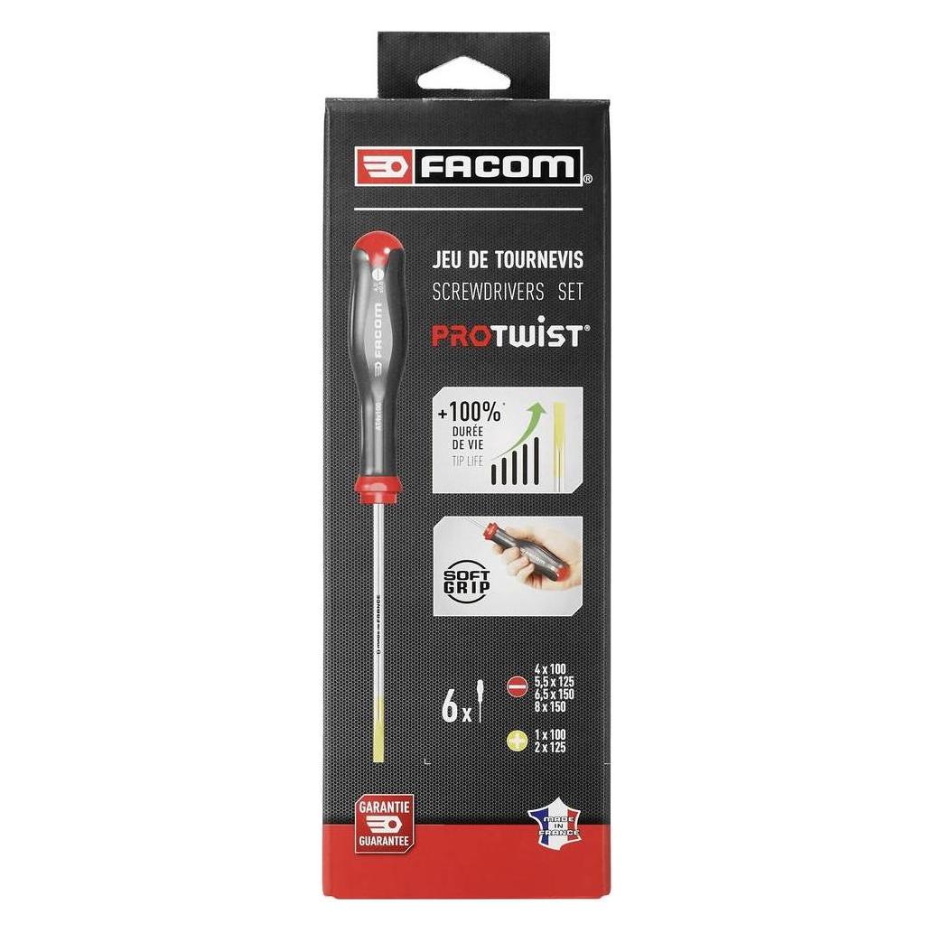 Facom Schraubendreher PROTWIST, Satz, 6-tlg (Schlitz) (ATP.J6PB)