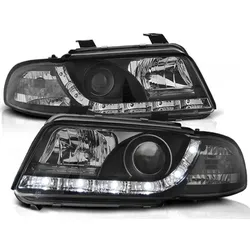 LED Tagfahrlicht Design Scheinwerfer passend für Audi A4 B5 94-98 schwarz