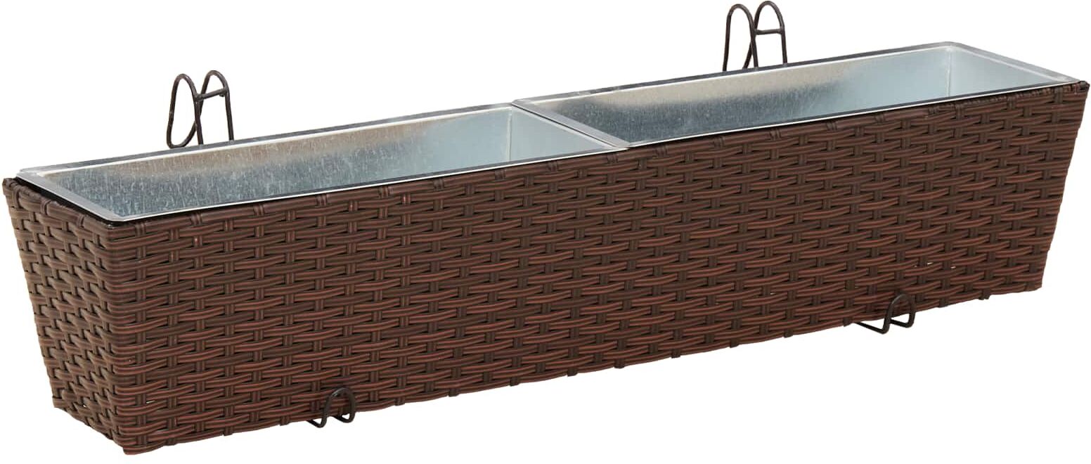 vidaXL Garde-Corps 2 pc Marron 80 x 17 x 17 cm métal