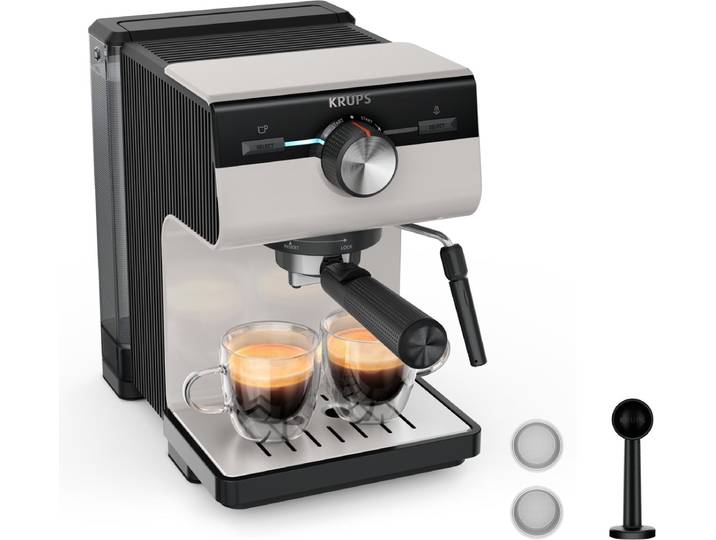 Krups Authentic C40 XP381B - Pistonmachine - Inclusief Melkopschuimer - Compact - Stijlvol Design - Geschikt voor Espresso en Latte