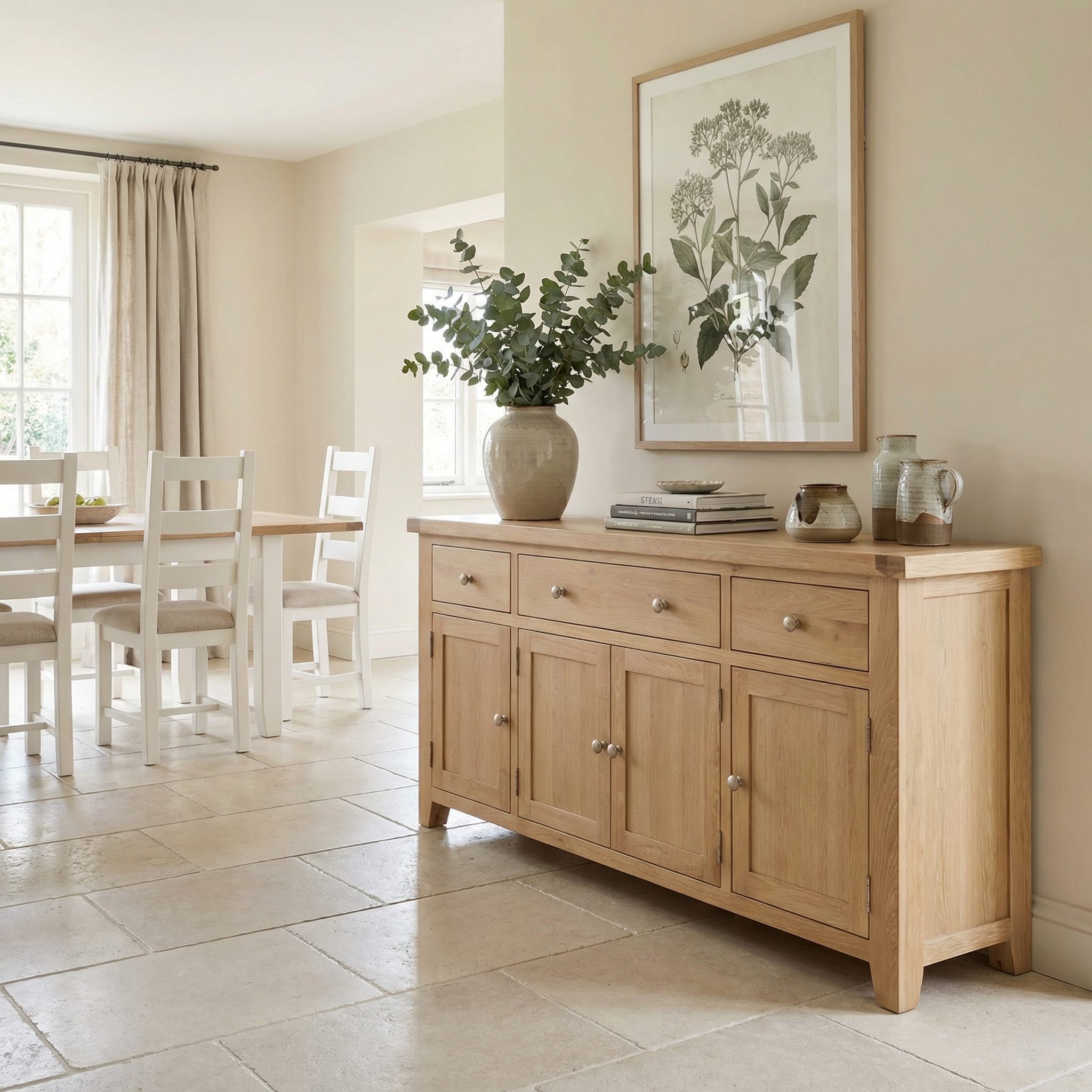 Burford Large 4 Door 3 Drawers Sideboard in Natural Oak