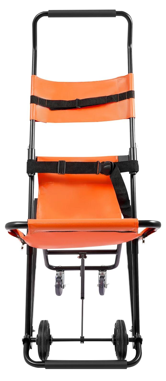 Evakuierungstreppenstuhl - Faltbarer Transportstuhl - 4 Räder - Gepolstert - Aluminiumrahmen - Tragfähigkeit 159 kg - Orange