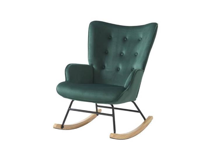 Fauteuil SUZIE velours vert rocking chair