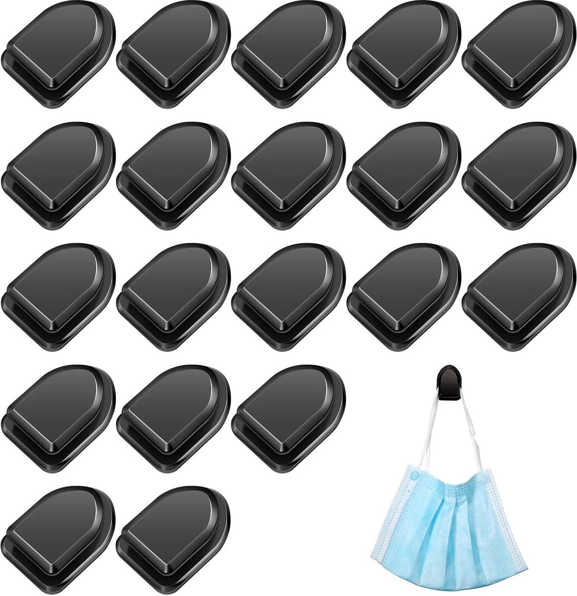 Dailygoods 20 stuks onzichtbare zelfklevende haken - Zwart