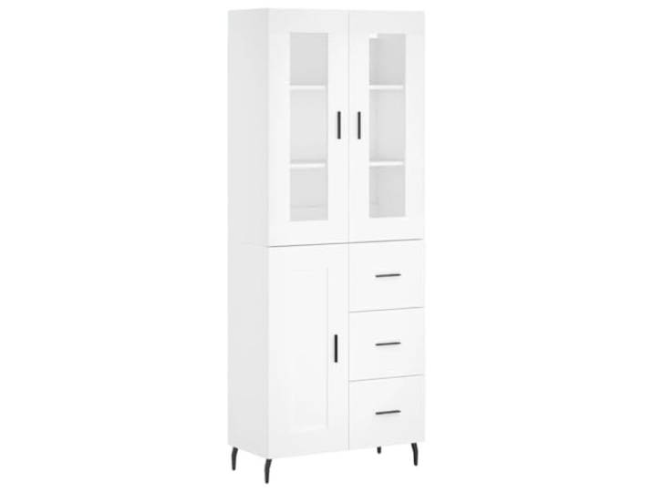 Kaorsrow Highboard Weiß 69,5x34x180 cm Holzwerkstoff Schrank Elegantes Highboard fürs Wohnzimmer mit Glastür, Metallfüßen und reichlich Stauraum für geordnete Utensilien.