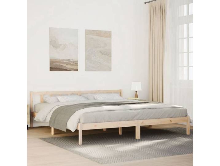 Brun Structure de lit Double(1 pc)：180x220 cm - NGM - Cadre de lit extra long - sans matelas - 180x220 cm bois massif pin 93627