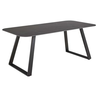 Esstisch ACTONA GROUP "Antalya, Speisetisch, Tisch", schwarz, matt schwarz, matt schwarz perla, B:180cm H:75cm T:90cm, Tische, Esstisch, rechteckig, Keramikplatte, Kufenfuß, 6 Sitzplätze, Breite 180 cm
