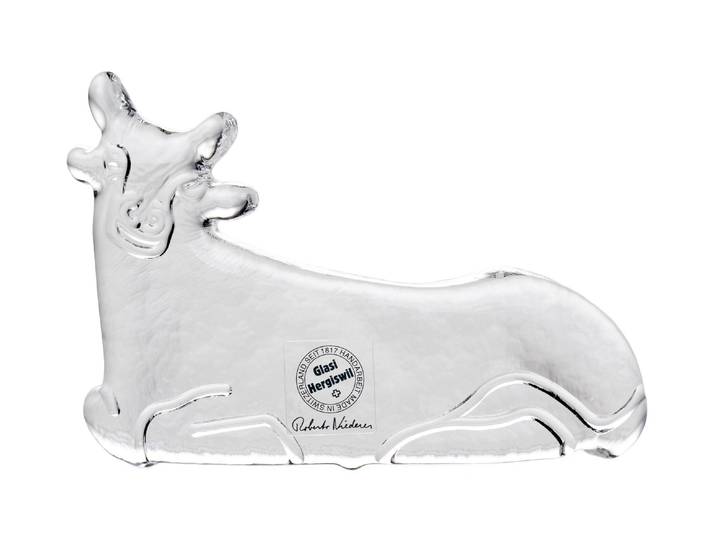 Krippenfigur GLASI HERGISWIL Ochse, klein , bunt, B:11cm, Dekofiguren, Krippenfigur