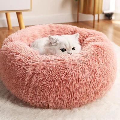 Inspired Living CozyNest Plush Round Pet Bed Soft Indoor Dog & Cat Bed pink l