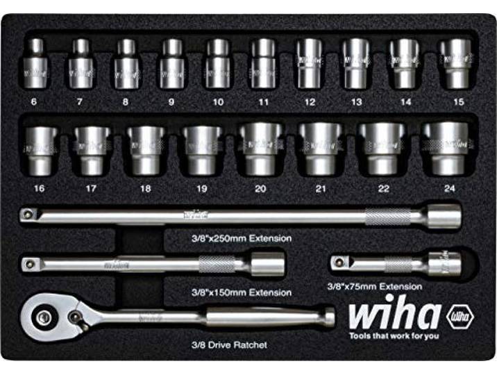 Wiha Juego de 23 vasos de 3/8\ Dr. 12PT\, métrico