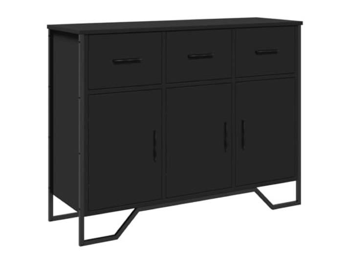 KGHFDVB Sideboard Schwarz 97x32,5x74,5 cm Holzwerkstoff Mit Metallbeinen, 2 Türen, Viel Stauraum, Stabil Und Robust, Für Wohnzimmer