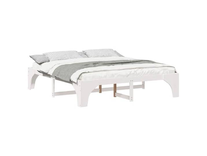 PUGYNBK Bettgestell 200 x 200 cm Kiefer massiv Sockel mit eingebauten Lamellen, modernes Design, ohne Lattenrost, einfache Reinigung, für modernes Schlafzimmer