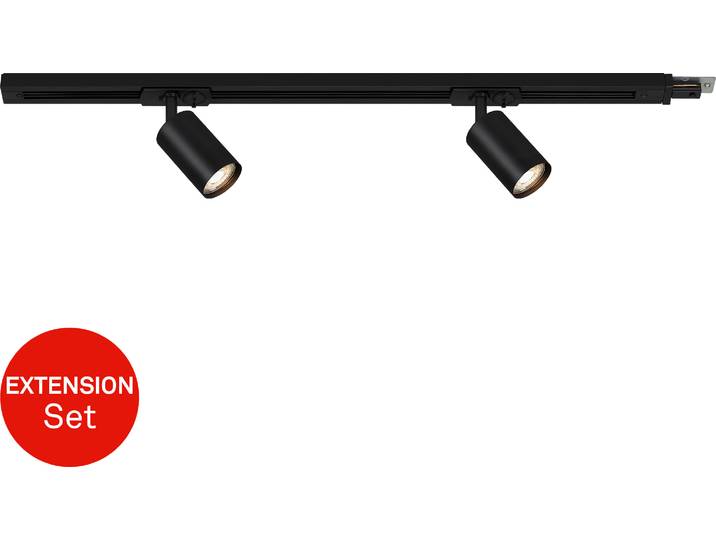 Briloner Rail Système de rail\, Set d'extension\, 2x GU10 Spots\, Pivotant\, Rotatif\, Noir\, 0\,75 m