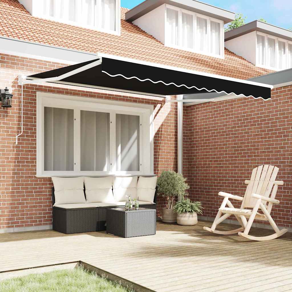vidaXL Auvent rétractable Noir 350 x 250 cm